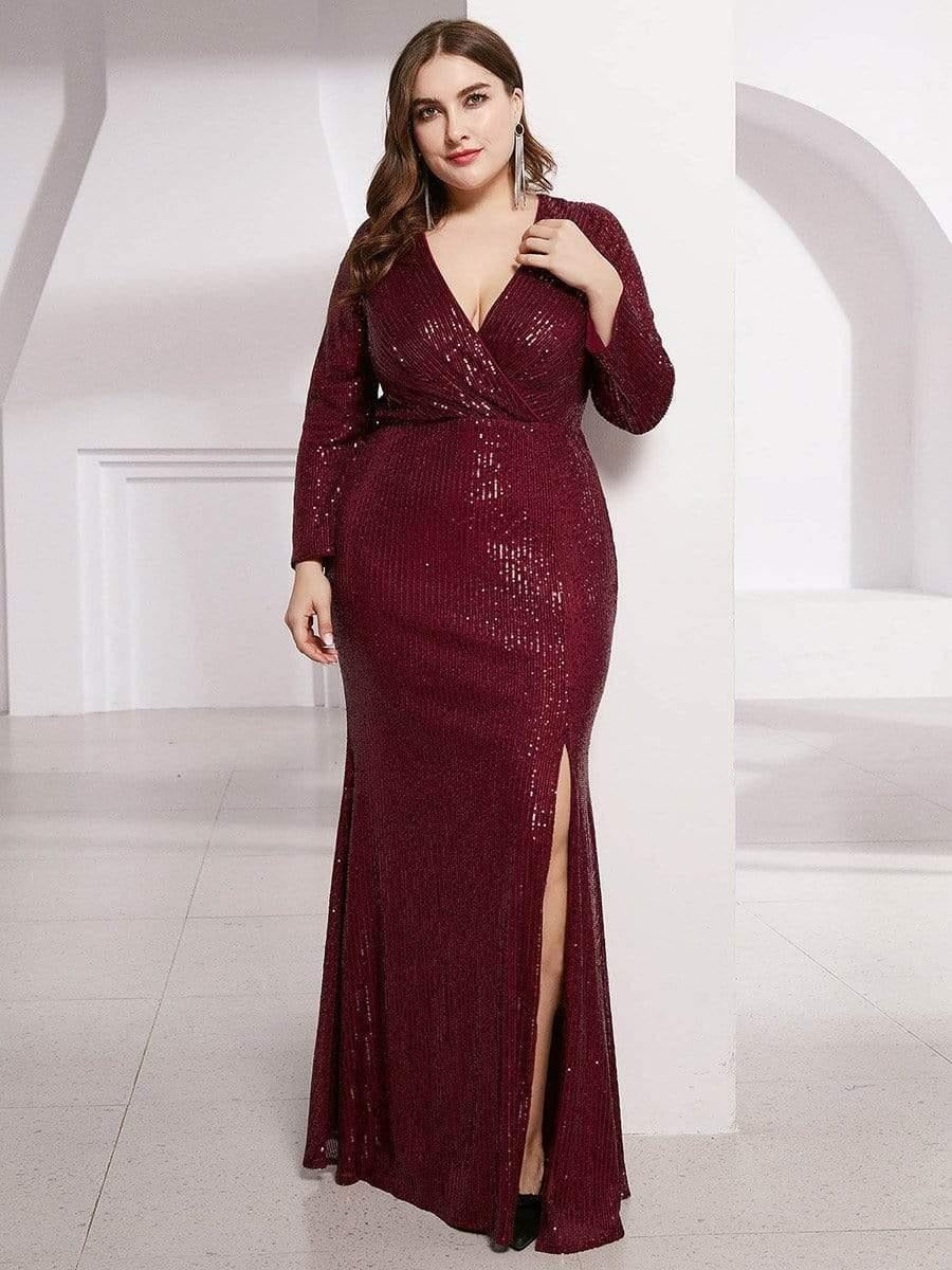 Rovika Fashion Women's Elegant Shimmer Maxi Gown Dress Maroon