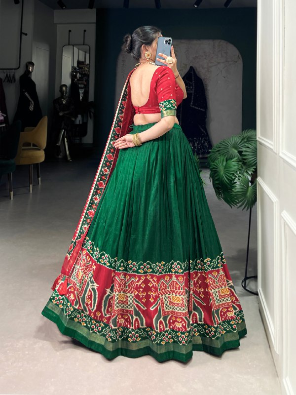 Bottle Green Patola Border Lehenga Choli