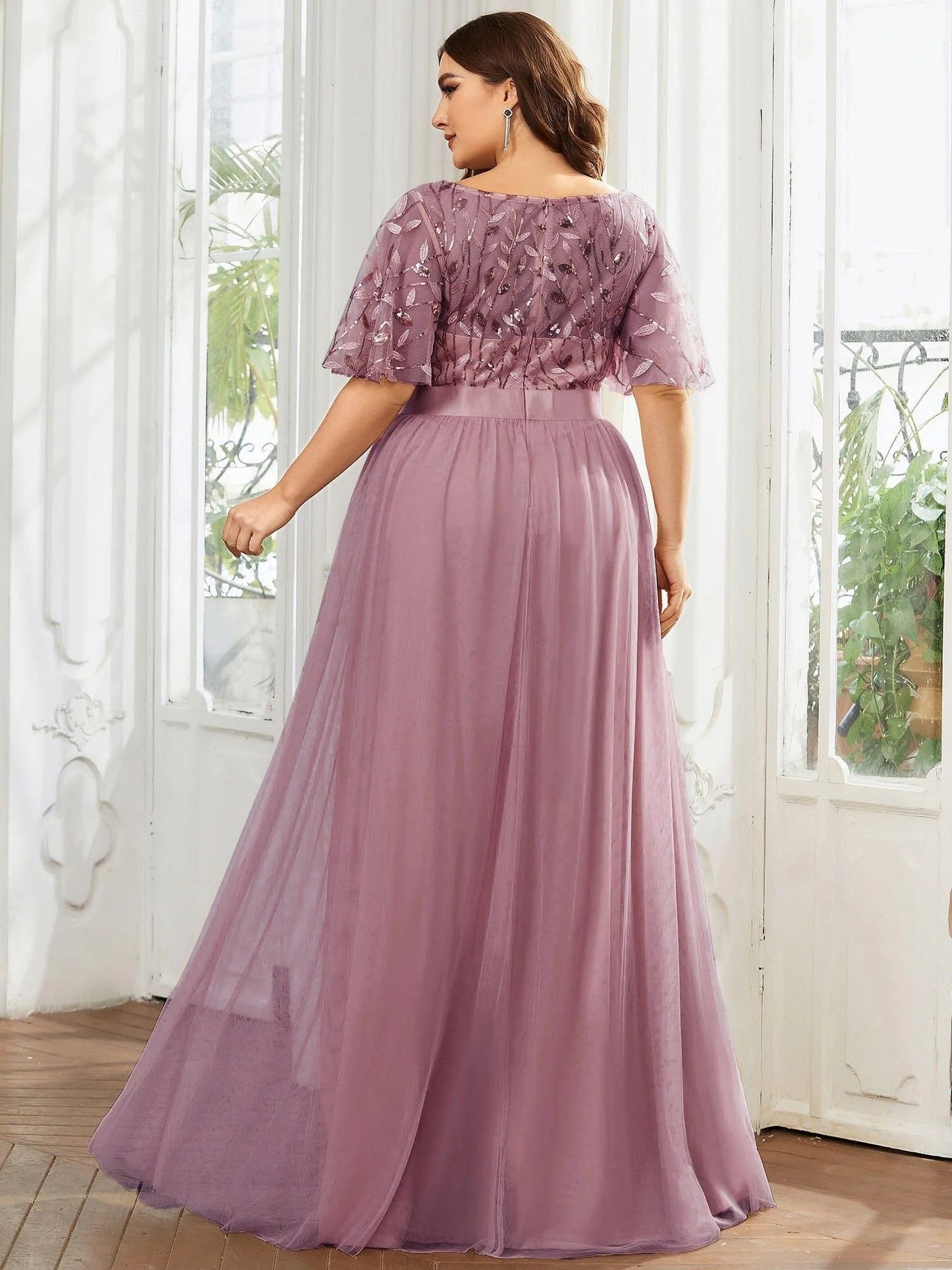 Rovika Fashion Women's Elegant Shimmer Maxi Gown Dress with Waist Belt - Pink