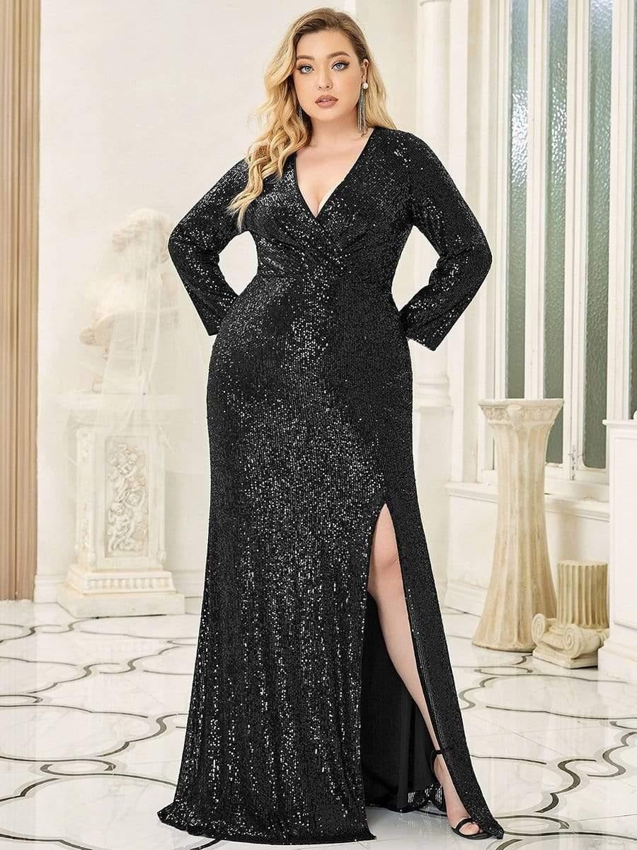 Rovika Fashion Women's Elegant Shimmer Maxi Gown Dress Black