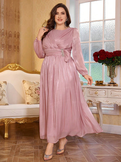 Blush Pink Elegant Shimmer Evening Gown for Women | Formal & Party Wear Dress