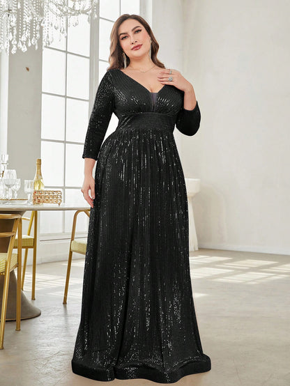 Rovika Fashion Women's Black Sequin Evening Maxi Dress