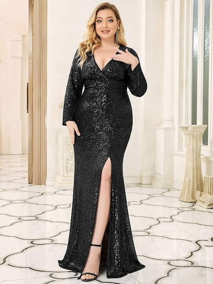 Rovika Fashion Women's Elegant Shimmer Maxi Gown Dress Black