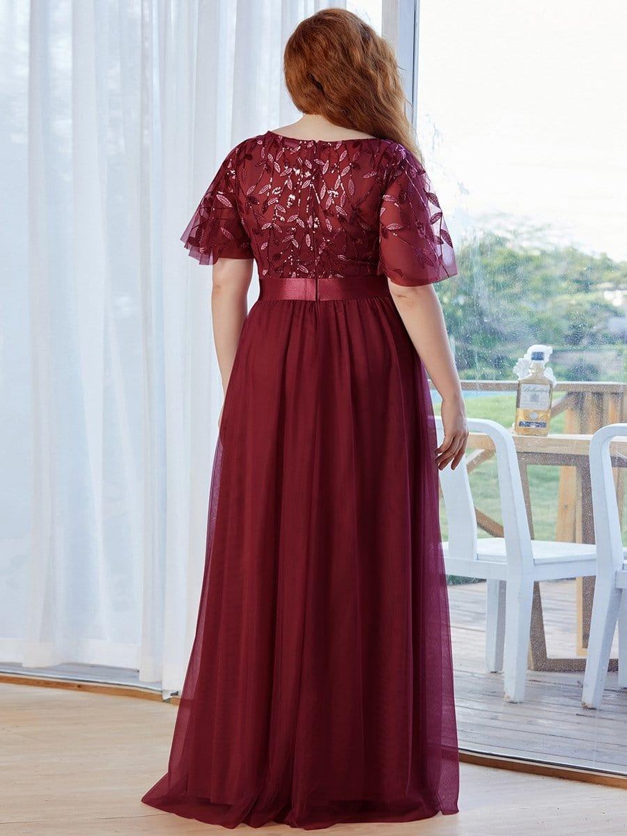 Rovika Fashion Women's Elegant Shimmer Maxi Gown Dress with Waist Belt - Maroon