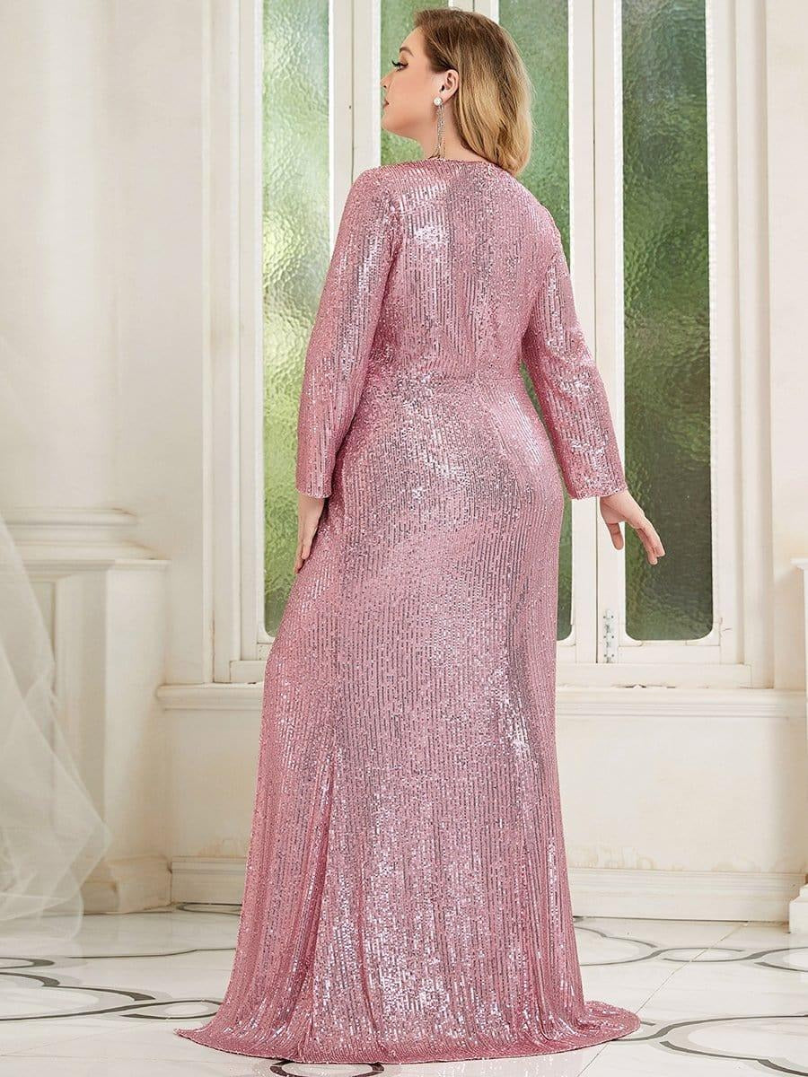 Rovika Fashion Women's Elegant Shimmer Maxi Gown Dress Pink