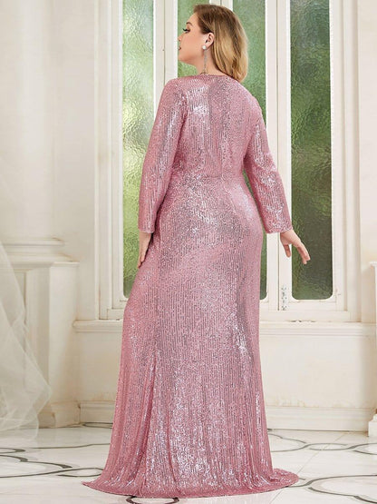 Rovika Fashion Women's Elegant Shimmer Maxi Gown Dress Pink