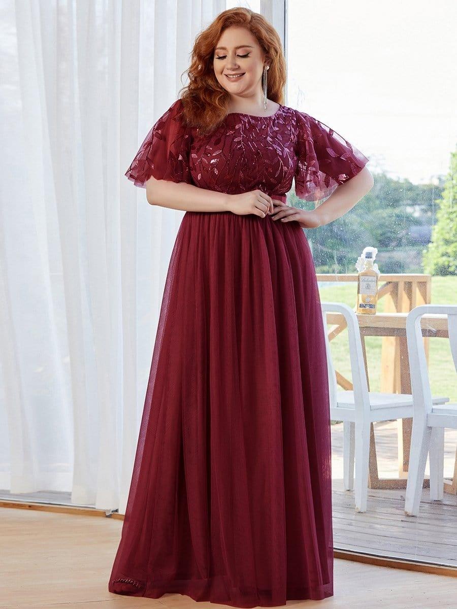 Rovika Fashion Women's Elegant Shimmer Maxi Gown Dress with Waist Belt - Maroon