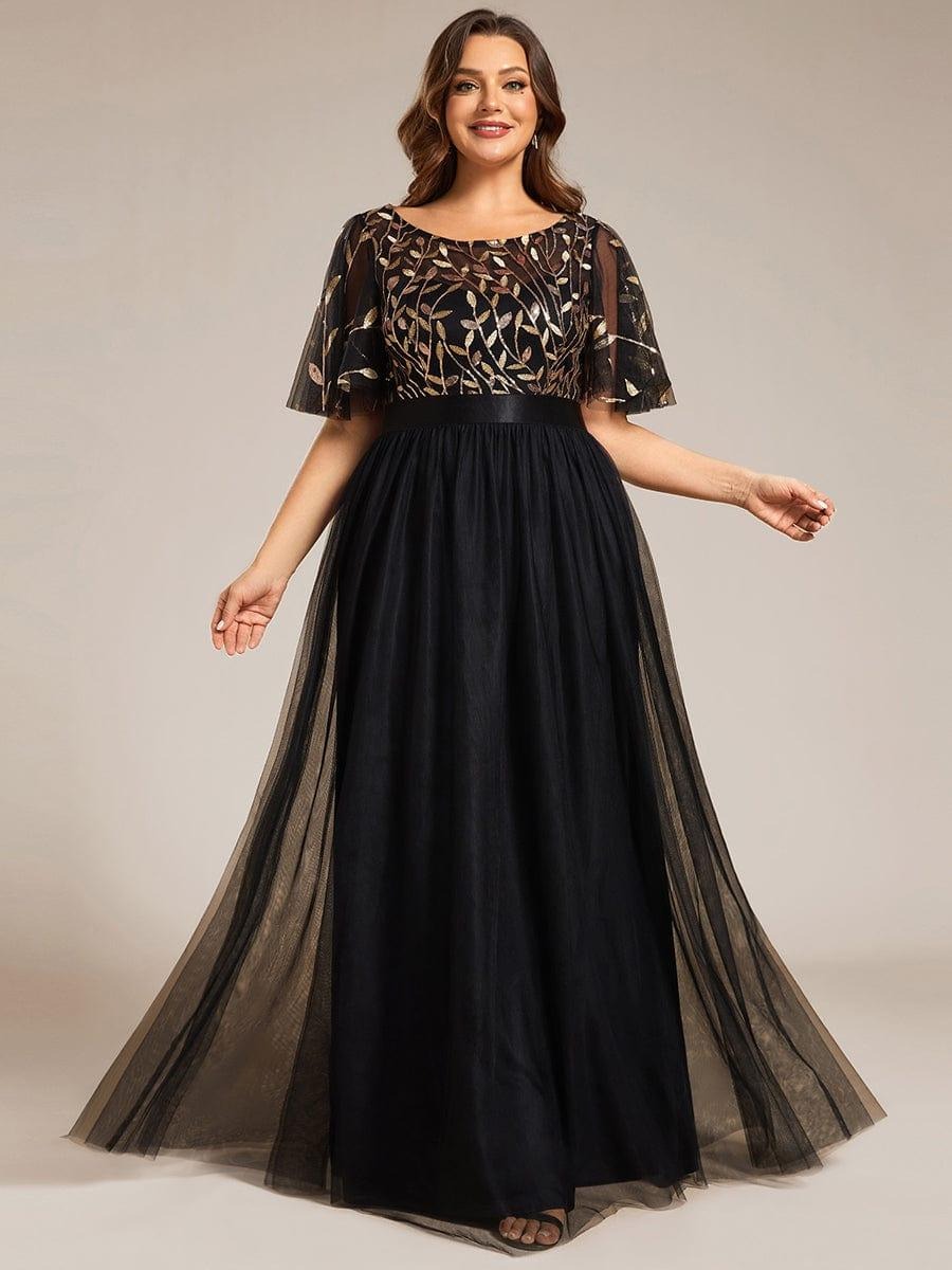 Rovika Fashion Women's Elegant Shimmer Maxi Gown Dress with Waist Belt – Black