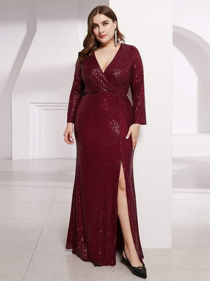 Rovika Fashion Women's Elegant Shimmer Maxi Gown Dress Maroon