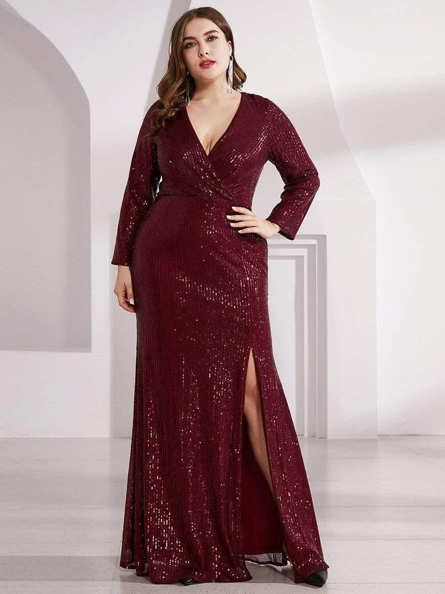 Rovika Fashion Women's Elegant Shimmer Maxi Gown Dress Maroon