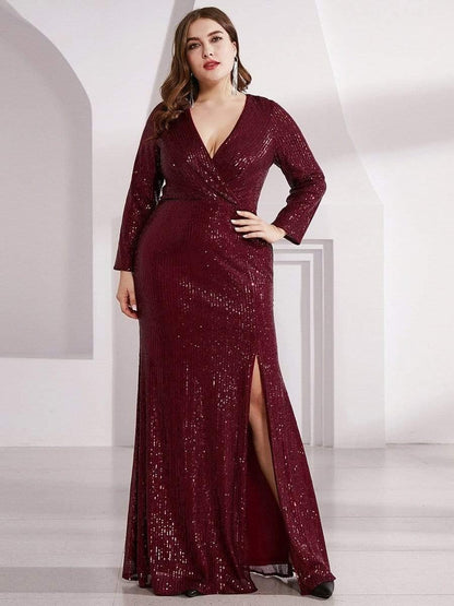 Rovika Fashion Women's Elegant Shimmer Maxi Gown Dress Maroon