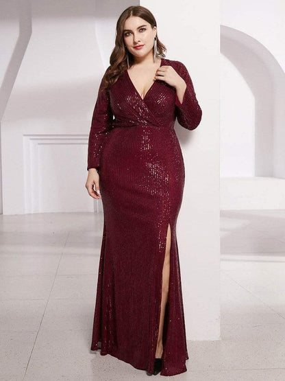 Rovika Fashion Women's Elegant Shimmer Maxi Gown Dress Maroon