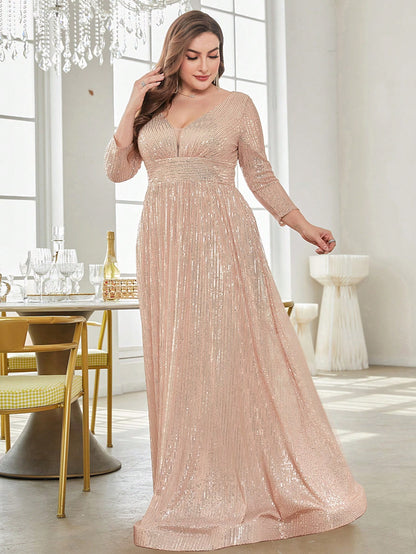 Rovika Fashion Women's Champagne Gold Sequin Maxi Party Gown