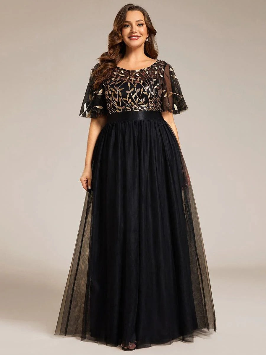 Rovika Fashion Women's Elegant Shimmer Maxi Gown Dress with Waist Belt – Black