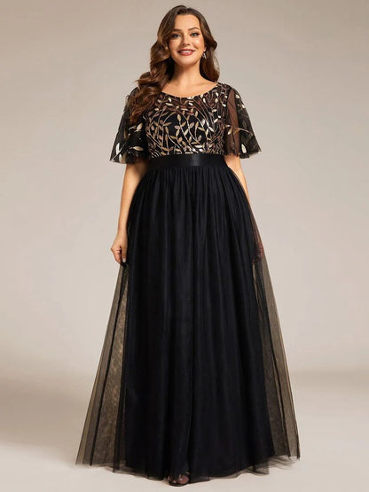 Rovika Fashion Women's Elegant Shimmer Maxi Gown Dress with Waist Belt – Black