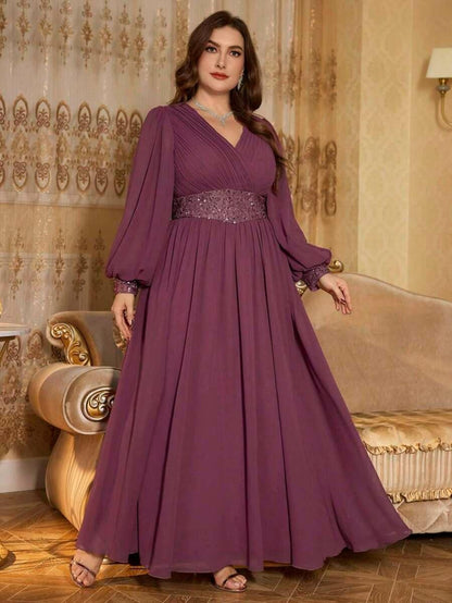 Dusty Mauve Elegant Chiffon Maxi Gown for Women | Evening Party & Special Occasion Wear