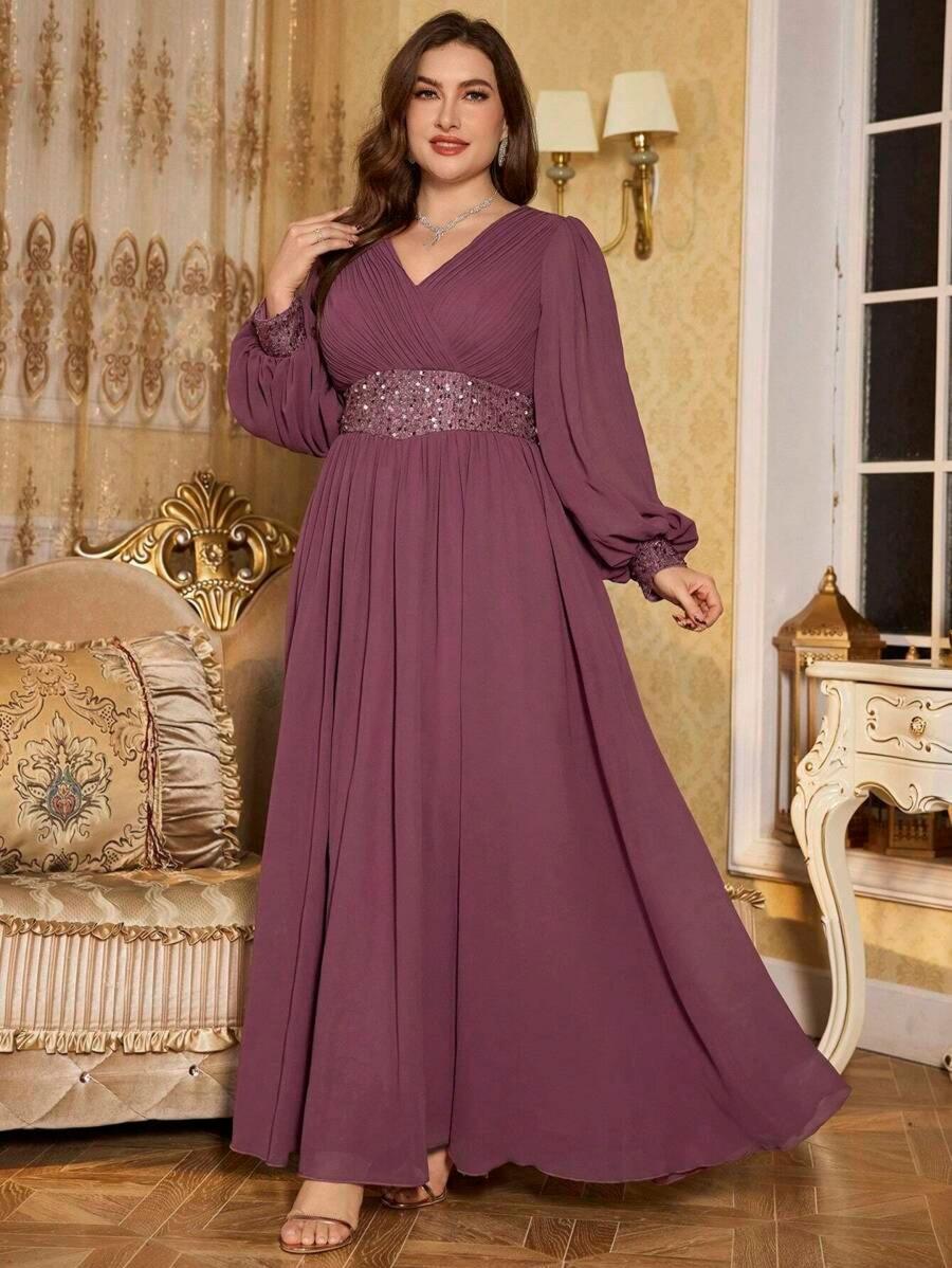 Dusty Mauve Elegant Chiffon Maxi Gown for Women | Evening Party & Special Occasion Wear