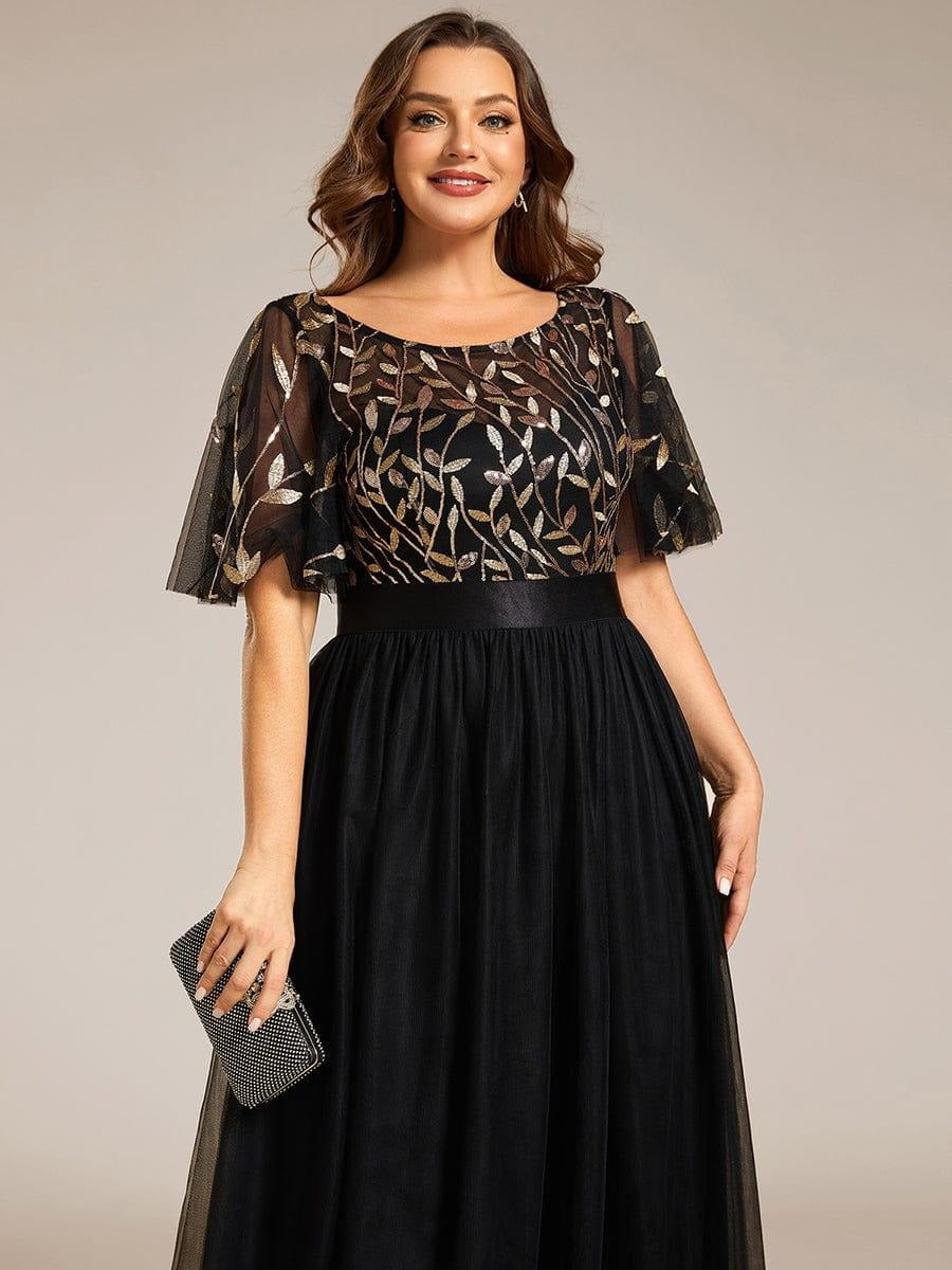 Rovika Fashion Women's Elegant Shimmer Maxi Gown Dress with Waist Belt – Black