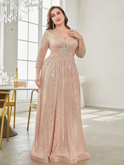 Rovika Fashion Women's Champagne Gold Sequin Maxi Party Gown