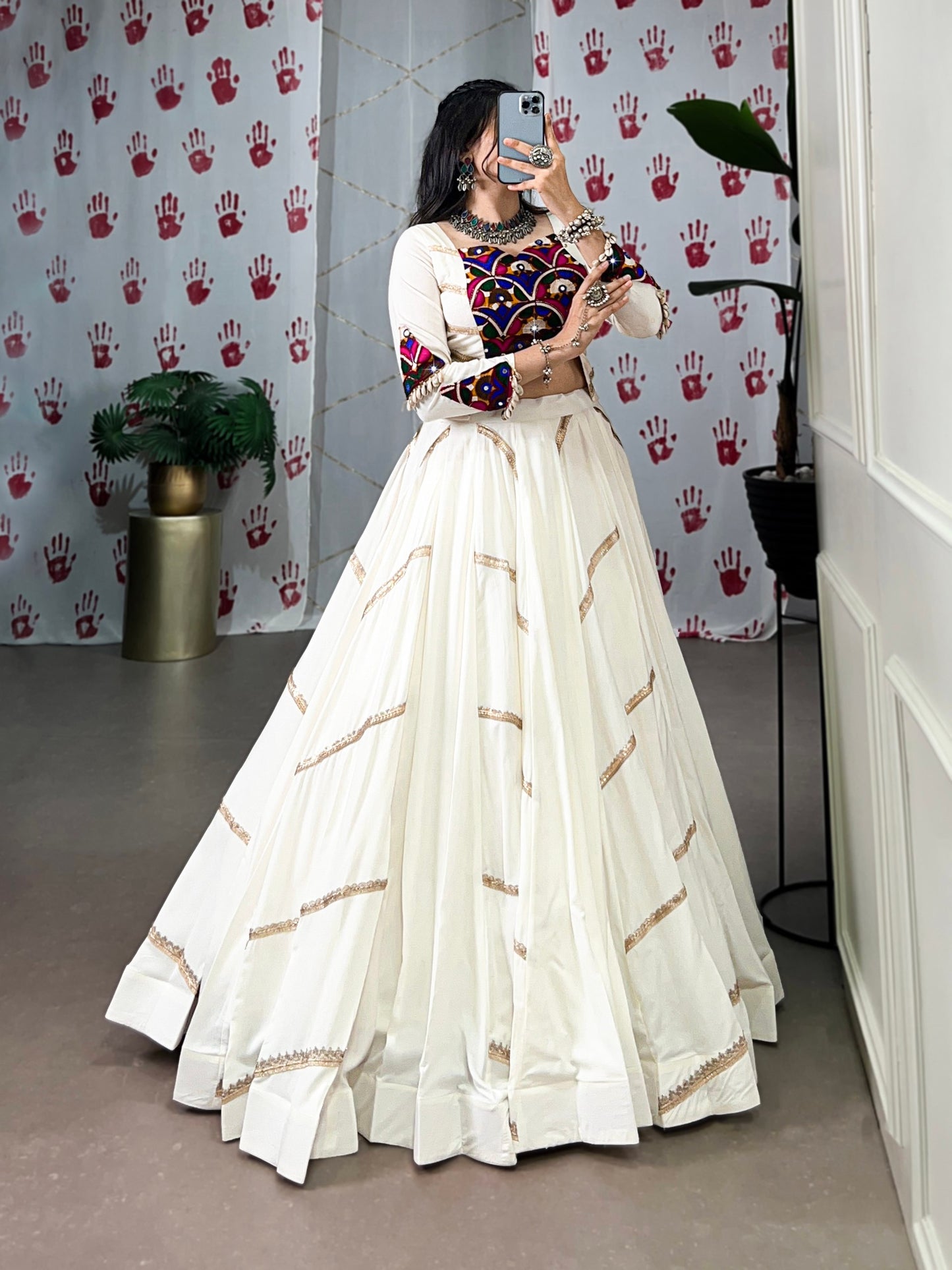 White Embroidered Koti Lehenga Set