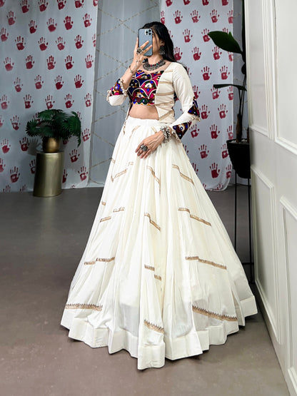 White Embroidered Koti Lehenga Set
