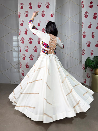 White Embroidered Koti Lehenga Set