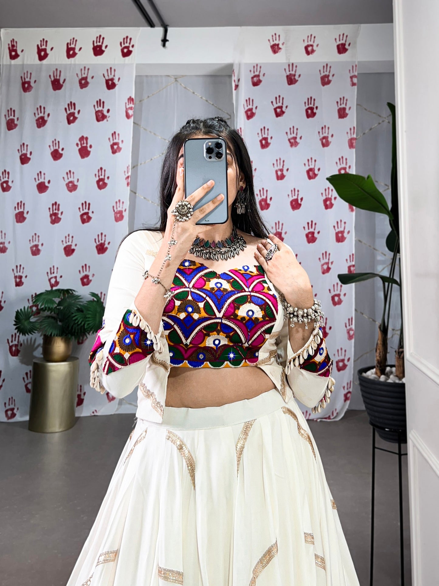White Embroidered Koti Lehenga Set