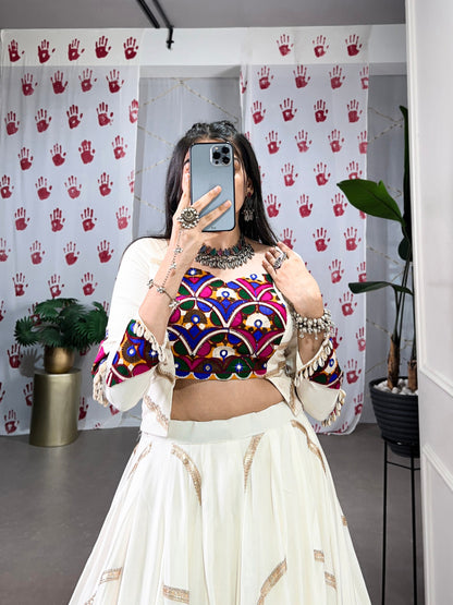 White Embroidered Koti Lehenga Set