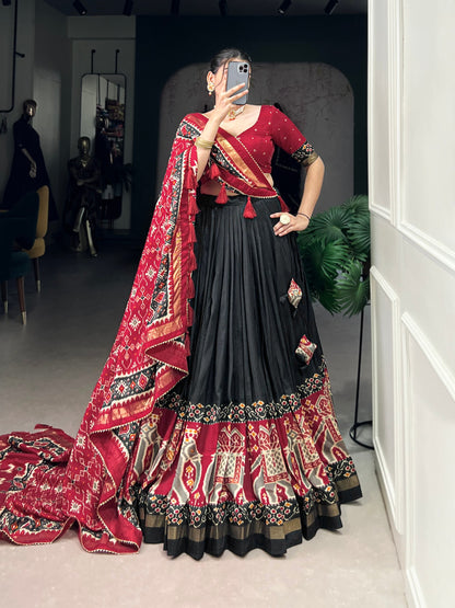 Black Patola Print Festive Lehenga Choli