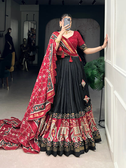 Black Patola Print Festive Lehenga Choli