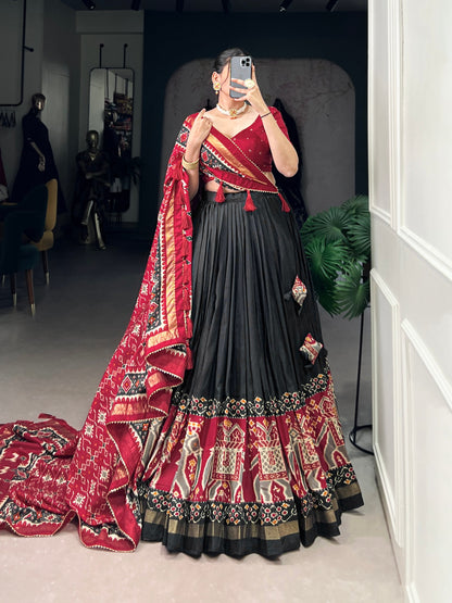 Black Patola Print Festive Lehenga Choli