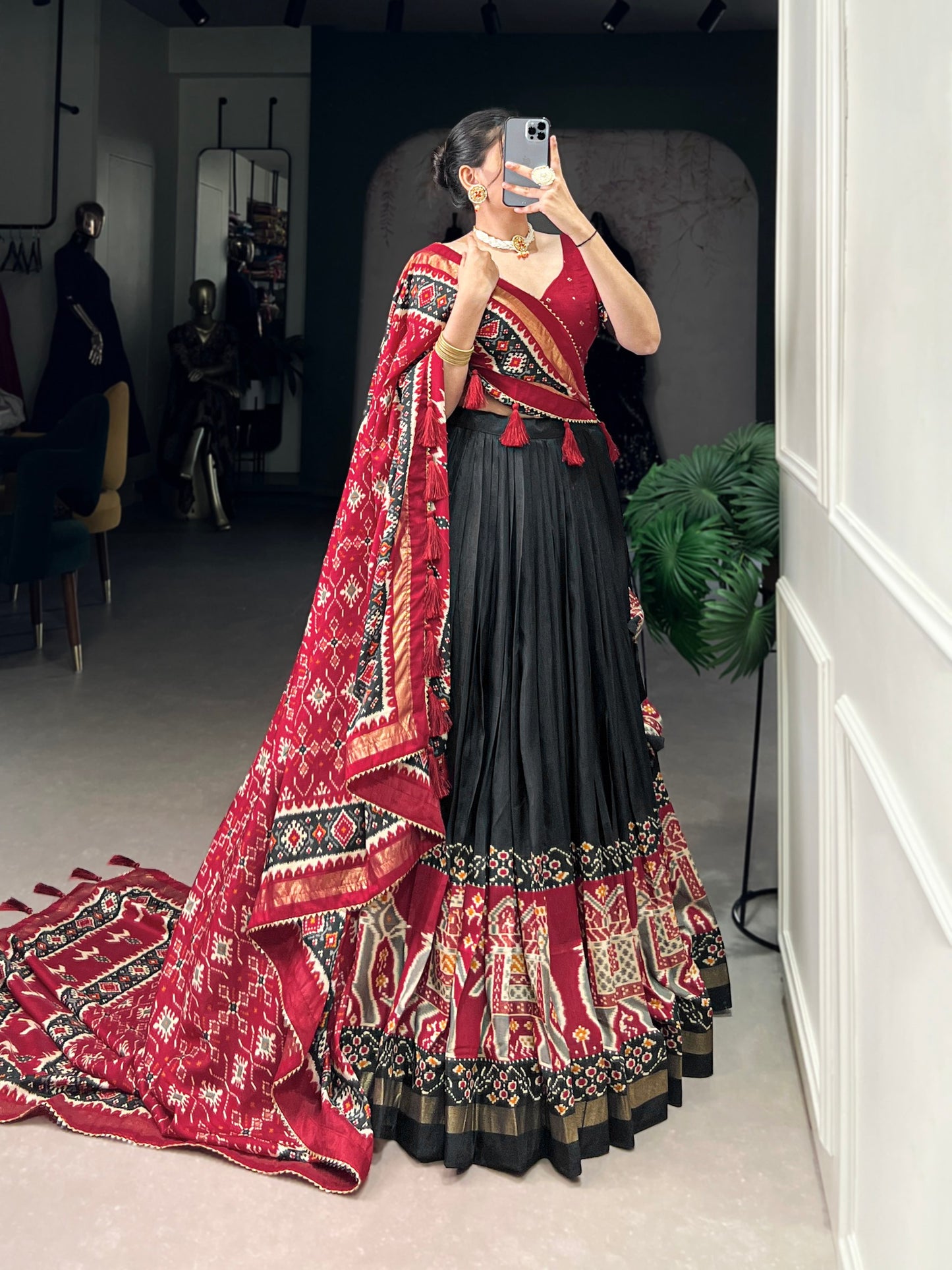 Black Patola Print Festive Lehenga Choli