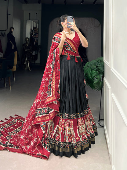 Black Patola Print Festive Lehenga Choli