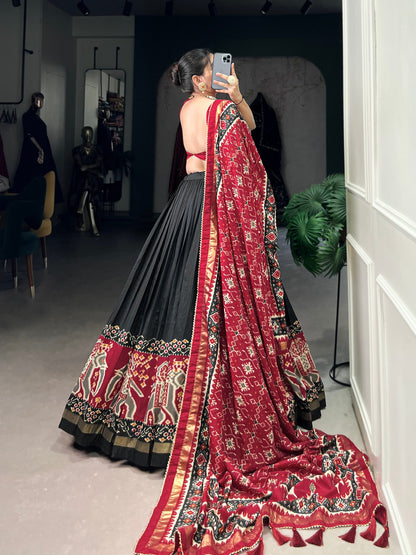 Black Patola Print Festive Lehenga Choli