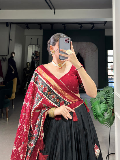 Black Patola Print Festive Lehenga Choli