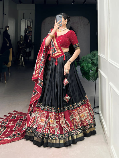 Black Patola Print Festive Lehenga Choli