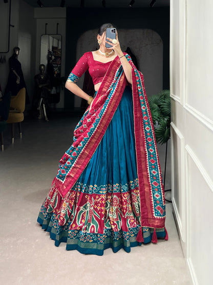 Teal Blue Traditional Patola Lehenga Set