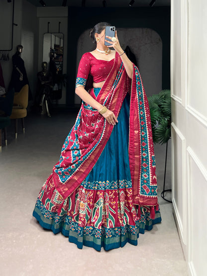 Teal Blue Traditional Patola Lehenga Set