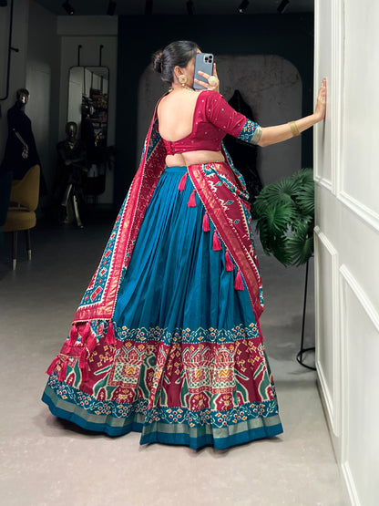 Teal Blue Traditional Patola Lehenga Set
