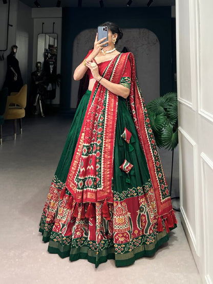 Bottle Green Patola Border Lehenga Choli