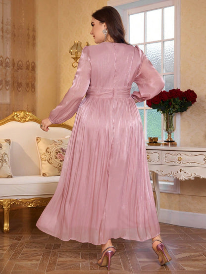 Blush Pink Elegant Shimmer Evening Gown for Women | Formal & Party Wear Dress