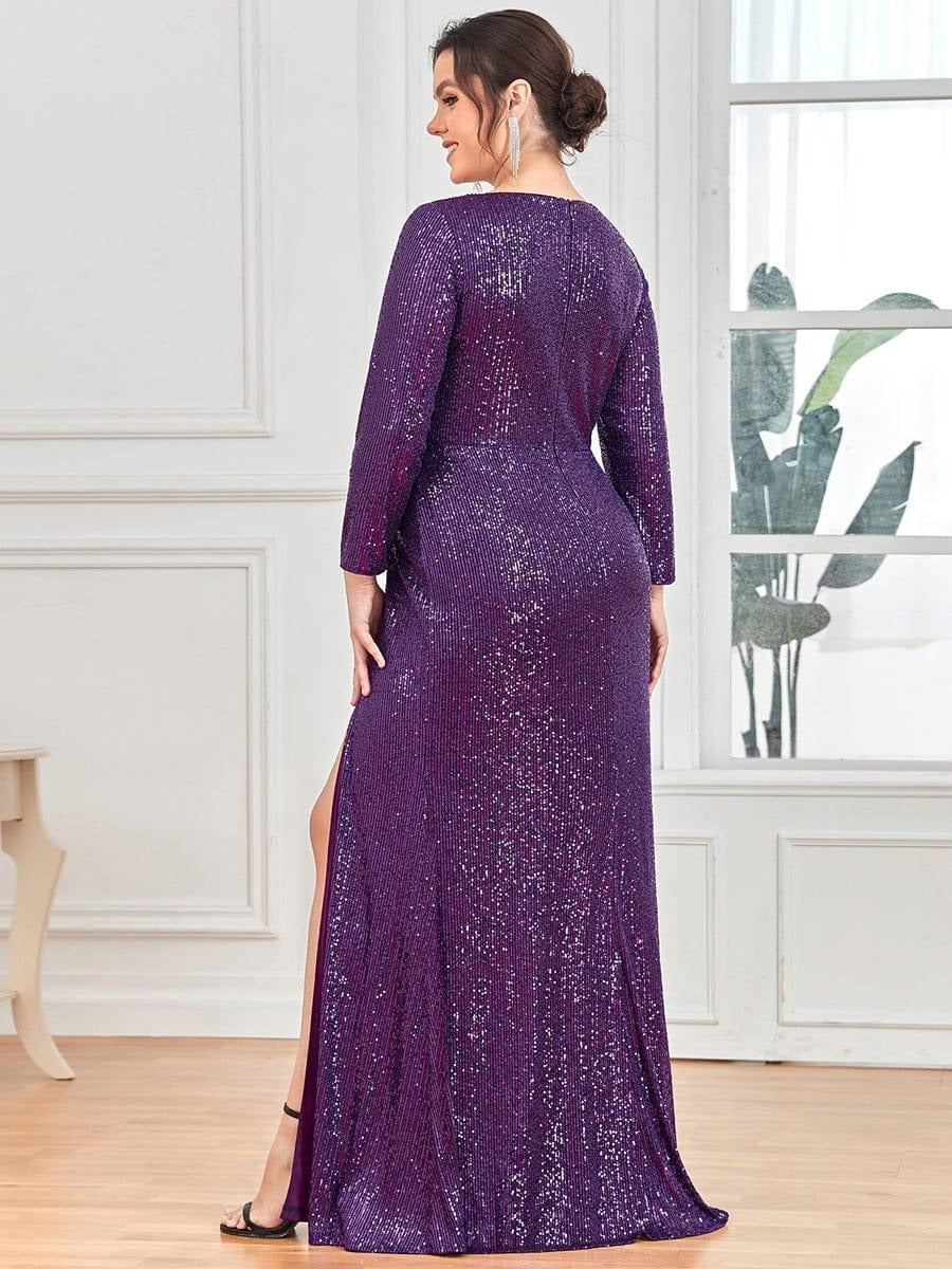 Rovika Fashion Women's Elegant Shimmer Maxi Gown Dress Purple