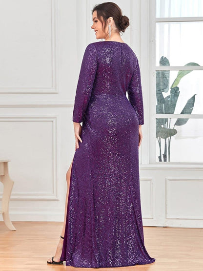 Rovika Fashion Women's Elegant Shimmer Maxi Gown Dress Purple