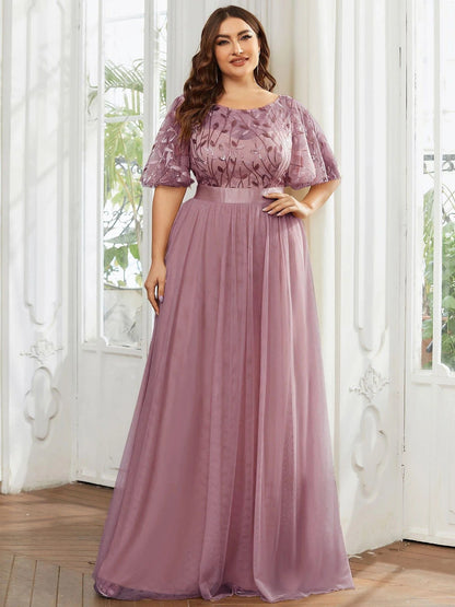 Rovika Fashion Women's Elegant Shimmer Maxi Gown Dress with Waist Belt - Pink