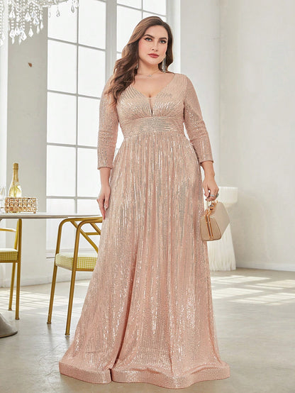 Rovika Fashion Women's Champagne Gold Sequin Maxi Party Gown
