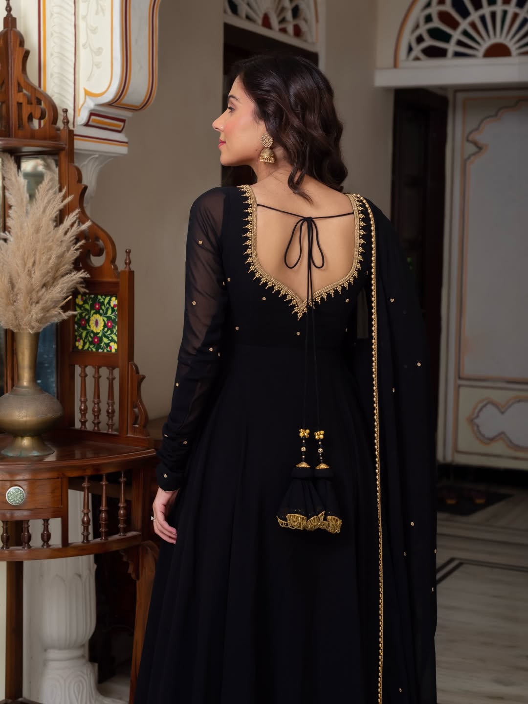 Women's Elegant Black Anarkali Suit Set with Dupatta | Festive & Party Wear Ethnic Dress