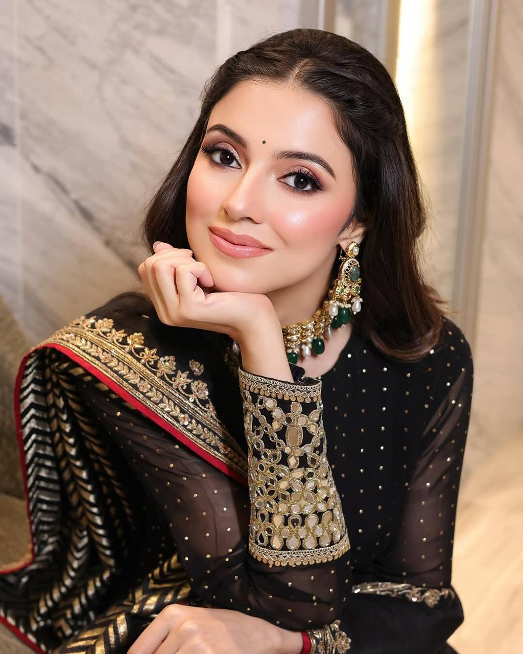 Black Heavy Faux Blooming Anarkali Gown Set with Zari & Sequins Work