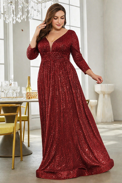 Rovika Fashion Women's Wine Red Sequin Party Maxi Gown