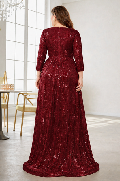 Rovika Fashion Women's Wine Red Sequin Party Maxi Gown