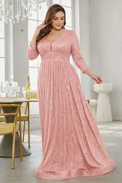 Rovika Fashion Women's Blush Pink Sequin Evening Maxi Dress